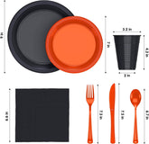 350 pcs Halloween Disposable Tableware Set -Orange and Black